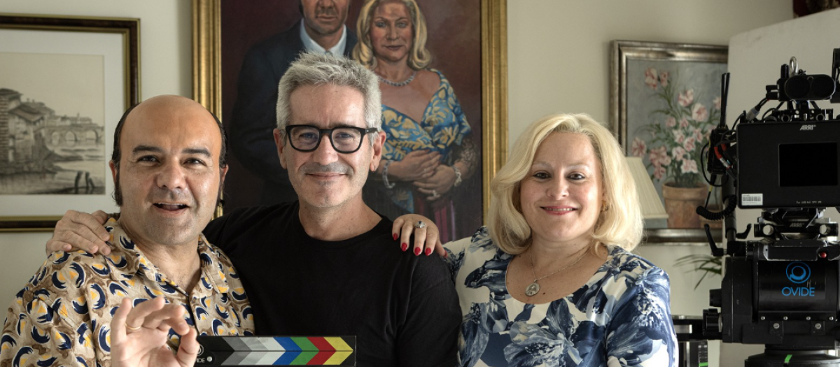 Alfonso Sánchez, Jacobo Martos e Inma Cuevas en el rodaje de Chiquito el Grande