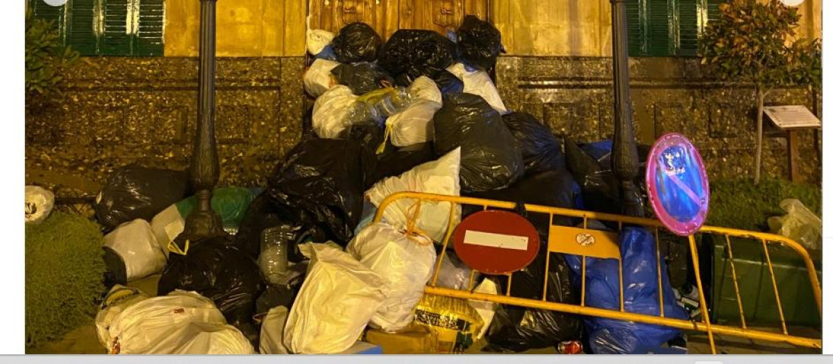 Kilos de basura delante de la puerta del Ayuntamiento