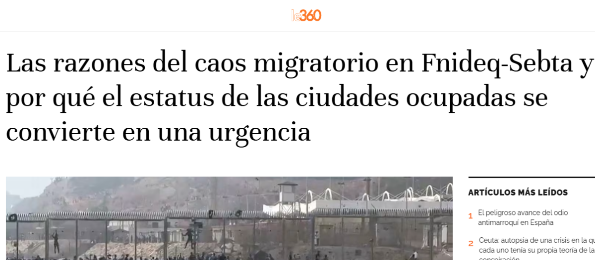 Pantallazo de la prensa marroquí sobre la crisis migratoria en Ceuta