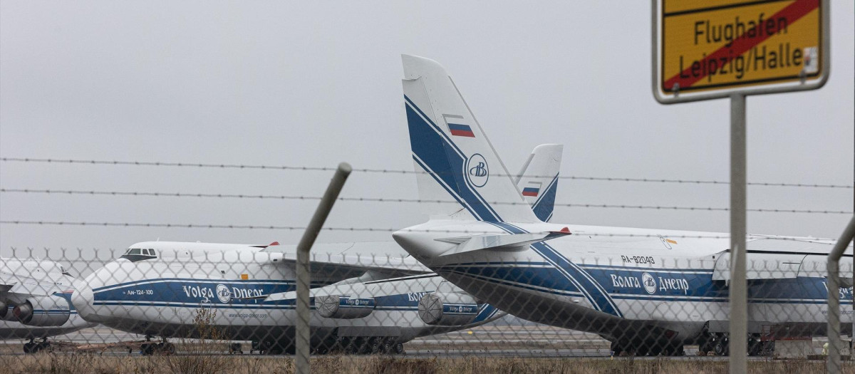 Imagen de archivo de aviones rusos en el aeropuerto de Leipzig