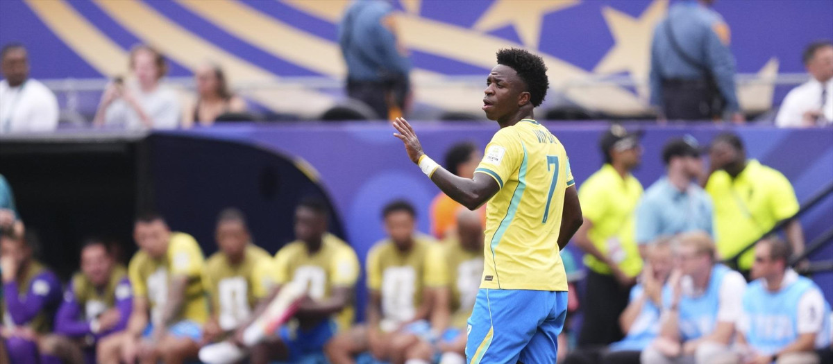 (Foto de ARCHIVO)
Vinicius Junior of Brazil laments during the FIFA World Cup 2026 Round Of 16 match between Brazil and Norway at New York New Jersey Stadium on July 05, 2026 in East Rutherford, New Jersey.

Jose Breton / AFP7 / Europa Press
05/7/2026 ONLY FOR USE IN SPAIN