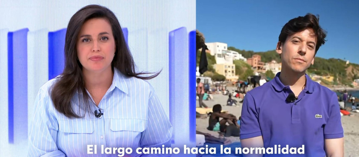 Aida Bao, presentadora de La Hora de La 1, y el reportero Javier Mohedano