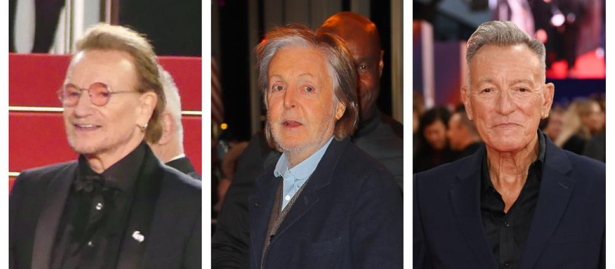 Bono de U2, Paul McCartney y Bruce Springsteen