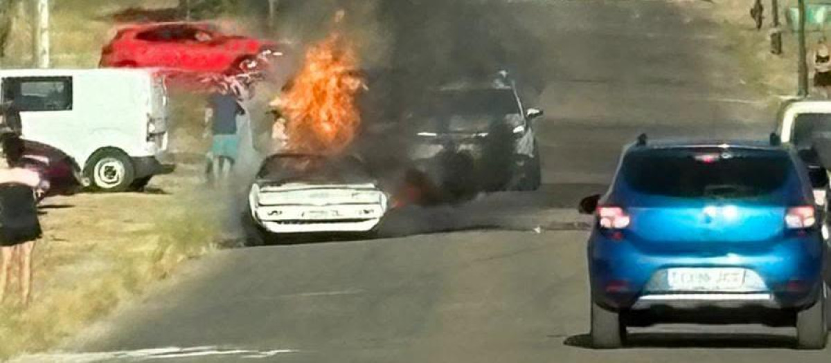 Incendio reciente hace unas horas en Entrepinos, Madrid