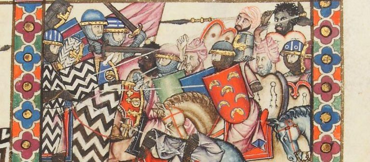 Batalla entre cristianos y musulmanes en las Cantigas de Santa María