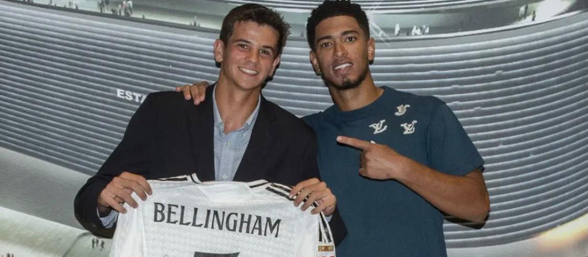 El tenista, Rafa Jódar con el jugador del Real Madrid, Jude Bellingham