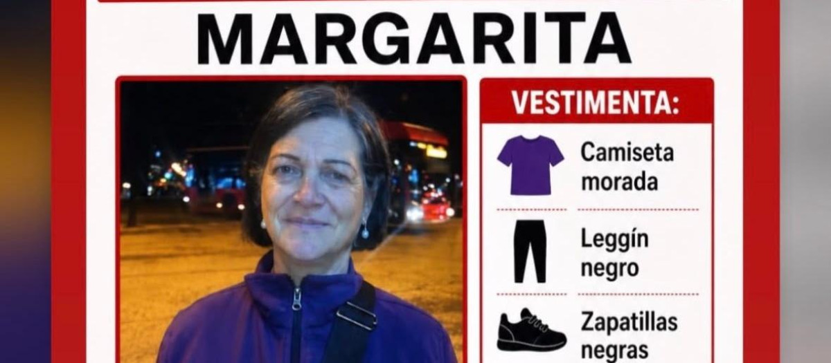 Margarita, mujer desaparecida desde el martes en la localidad conquense de Palomares del Campo.

REMITIDA / HANDOUT por AYUNTAMIENTO
Fotografía remitida a medios de comunicación exclusivamente para ilustrar la noticia a la que hace referencia la imagen, y citando la procedencia de la imagen en la firma
13/8/2026