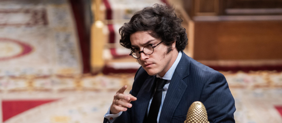 El diputado de VOX José María Figaredo durante una sesión plenaria, en el Congreso de los Diputados