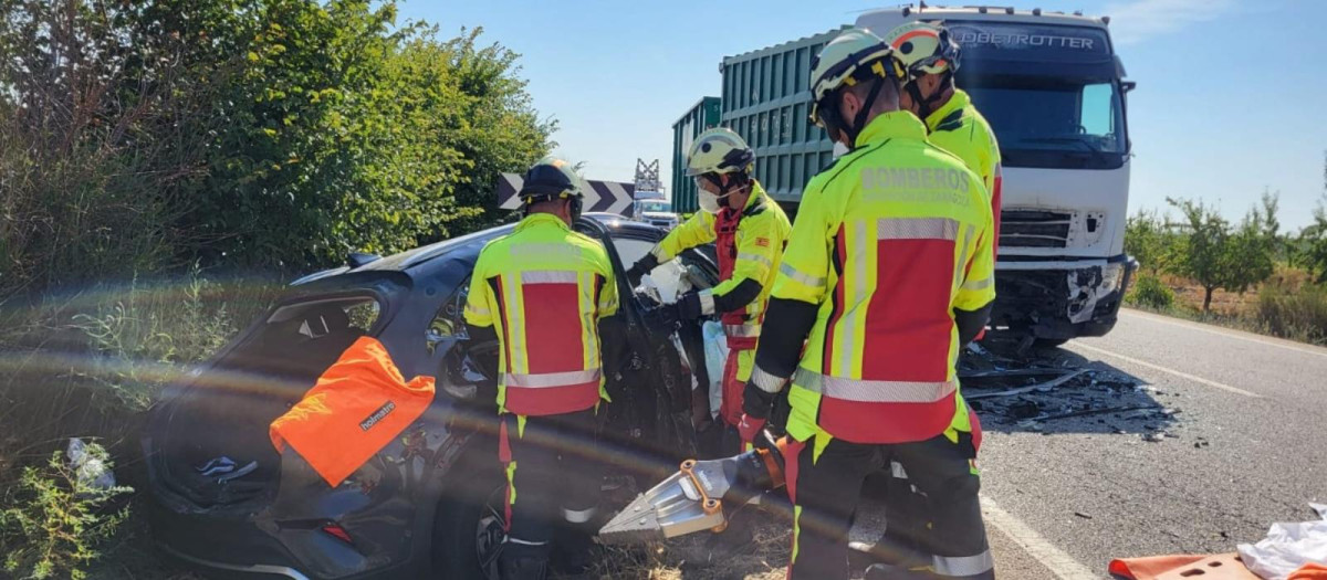 Accidente en la N-122 entre Bulbuente y Maleján (Zaragoza) en el que han muerto cuatro personas