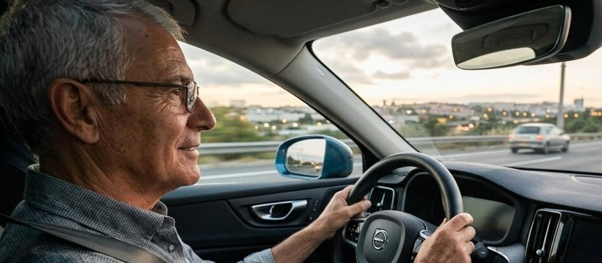 Conductor mayor de 65 años al volante