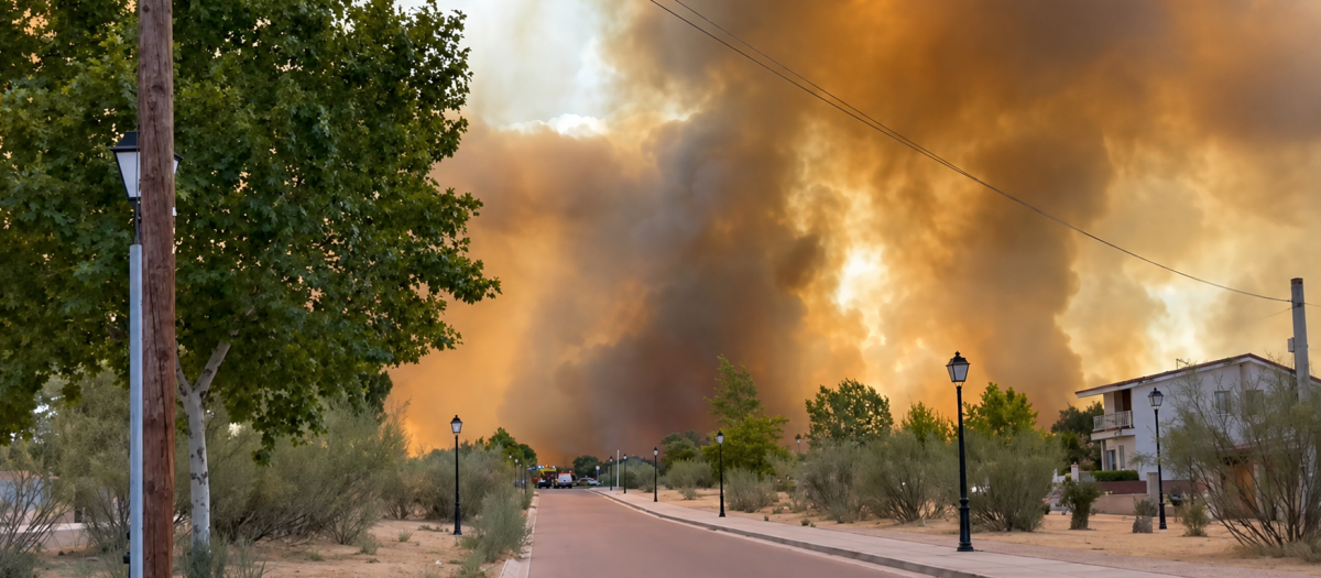 Imagen captada durante las primeros instantes del incendio en Aldea del Fresno
