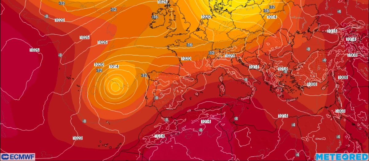 Imagen de la dana prevista para este fin de semana por el modelo europeo ECMWF.