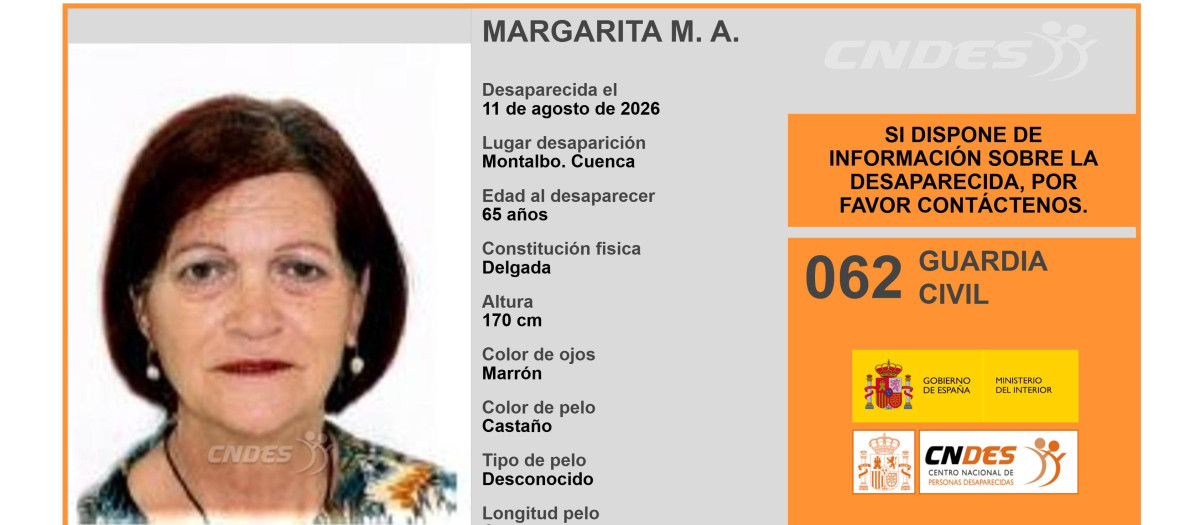 Imagen de la ficha de desaparecida de Margarita.