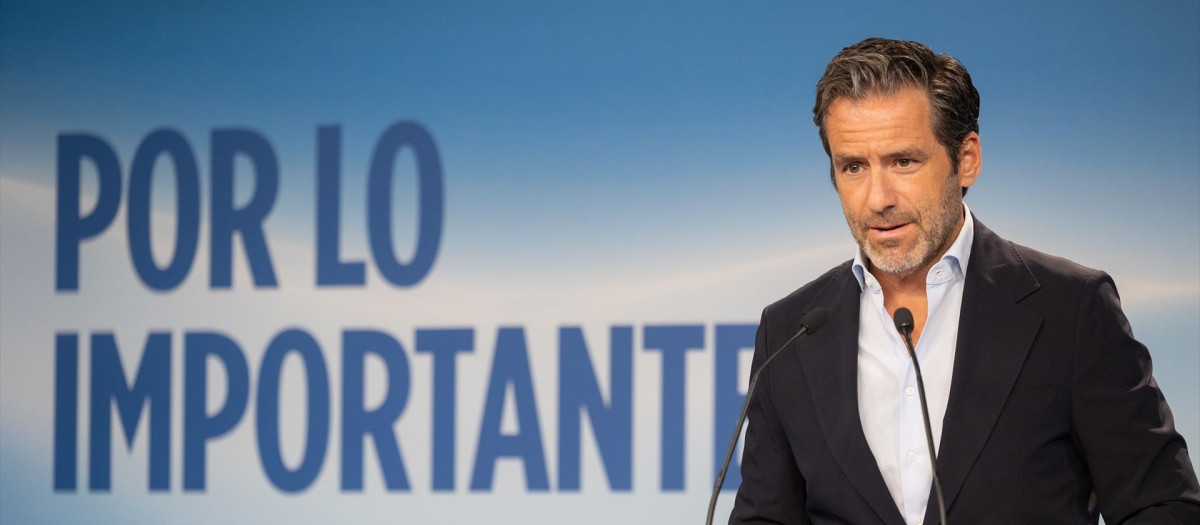 El portavoz nacional del Partido Popular, Borja Sémper, durante la rueda de prensa posterior al Comité de Dirección del PP