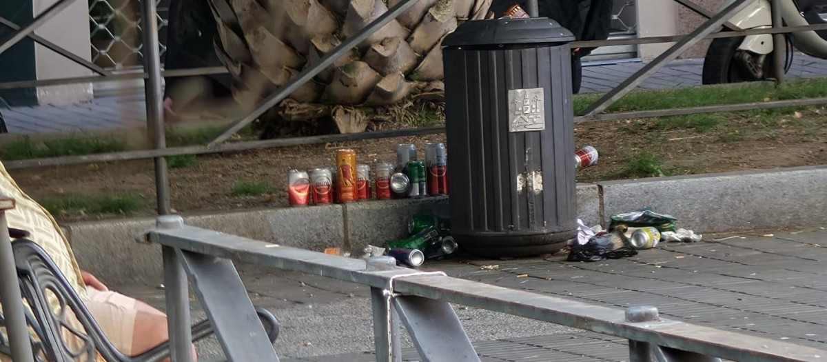 Restos del consumo de alcohol en la zona