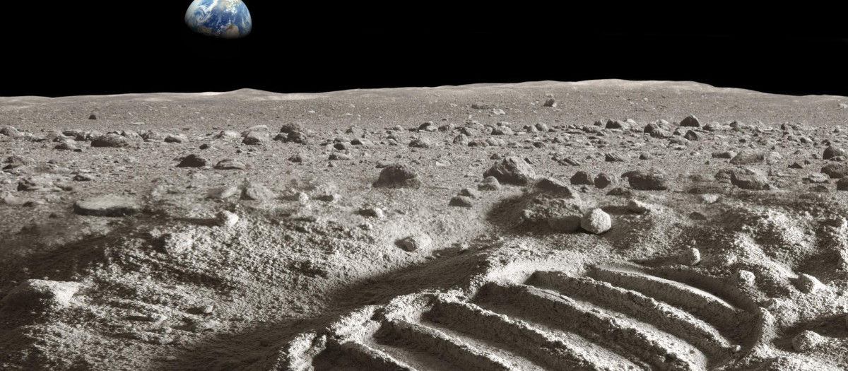 Huella del astronauta en la luna