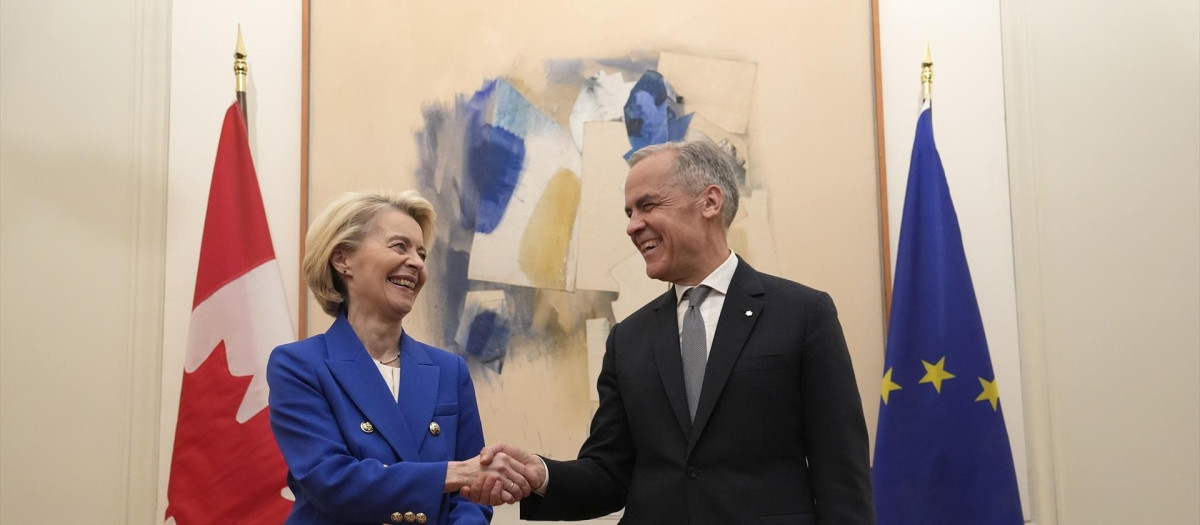 Encuentro entre el primer ministro canadiense, Mark Carney, y la presidenta de la Comisión Europea, Ursula Von der Leyen, el año pasado en Roma
