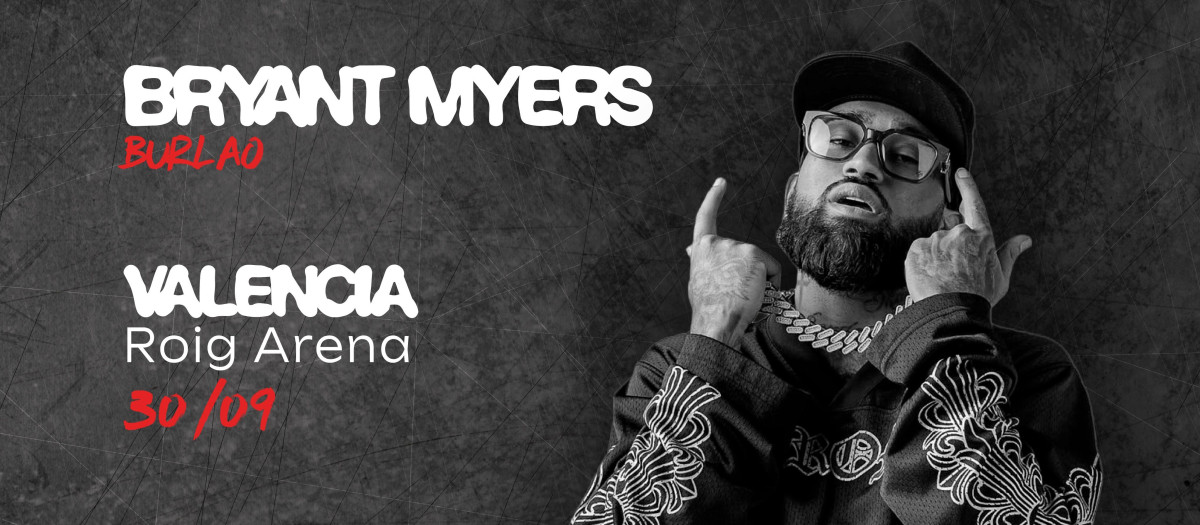 Cartel promocional del concierto de Bryant Myers en el Roig Arena de Valencia