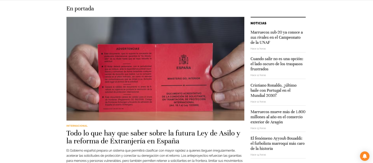 Noticia en portada del medio Le360 sobre la nueva ley de extranjería