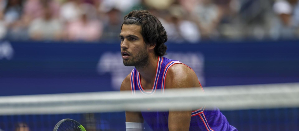 Carlos Alcaraz en el dobles mixto del US Open