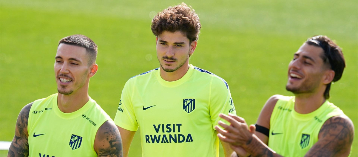 Julián Álvarez durante un entrenamiento con el Atlético de Madrid