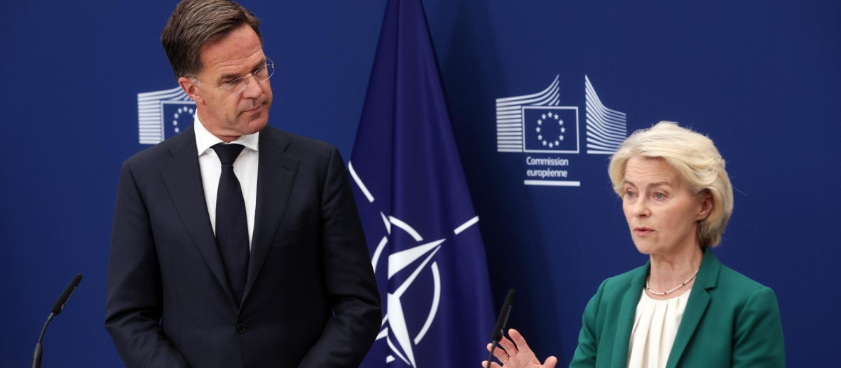 El secretario general de la OTAN, Mark Rutte, y la presidenta de la Comisión Europea, Ursula Von der Leyen