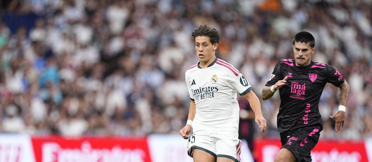 (Foto de ARCHIVO)
Arda Guler of Real Madrid CF in action during the Spanish League, LaLiga EA Sports, football match played between Real Madrid and Malaga CF at Bernabeu stadium on August 30, 2026, in Madrid, Spain.

Oscar J. Barroso / AFP7 / Europa Press
30/8/2026 ONLY FOR USE IN SPAIN