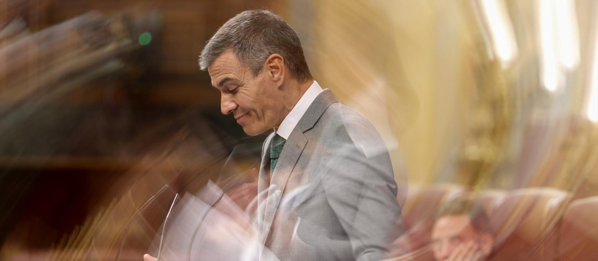 El presidente del Gobierno, Pedro Sánchez, ayer en el Congreso
