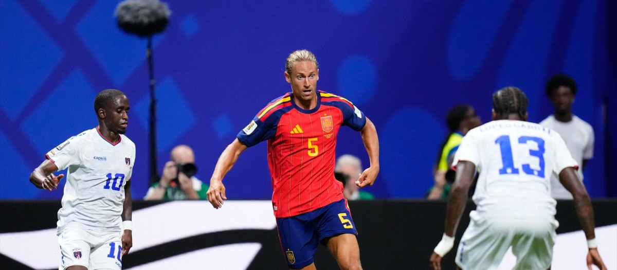 Marcos Llorente durante un partido con la selección española del pasado Mundial