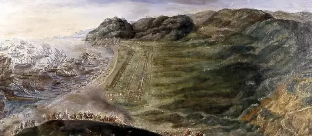 Reconquista de Orán. Desembarco de las tropas en un lugar llamado Las Aguadas