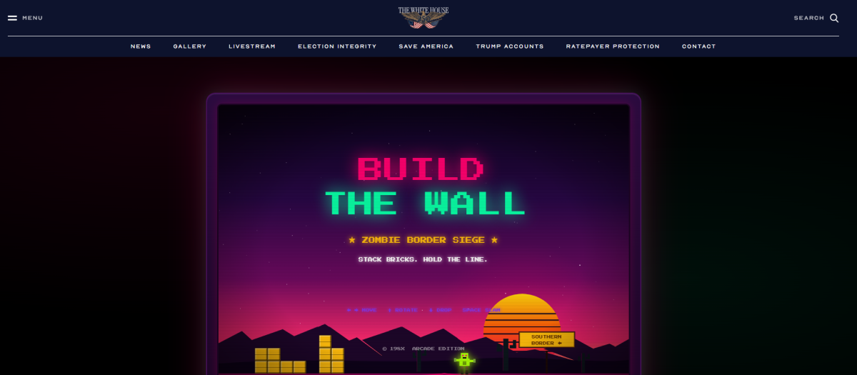 Juego de construir un muro en la plataforma de videojuegos Arcada lanzada por la Casa Blanca