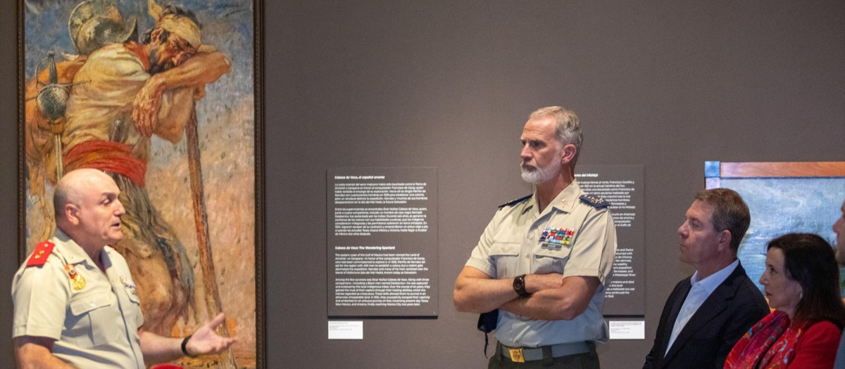 El Rey visita en Toledo la exposición 'España en los Estados Unidos' acompañado de Margarita Robles y Emiliano García-Page

REMITIDA / HANDOUT por JUANMA JIMENEZ
Fotografía remitida a medios de comunicación exclusivamente para ilustrar la noticia a la que hace referencia la imagen, y citando la procedencia de la imagen en la firma
04/9/2026