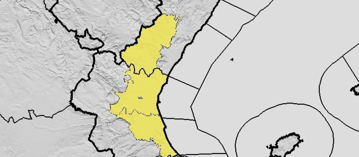 Mapa de la Comunidad Valenciana con las alertas activas para este domingo 6 de septiembre