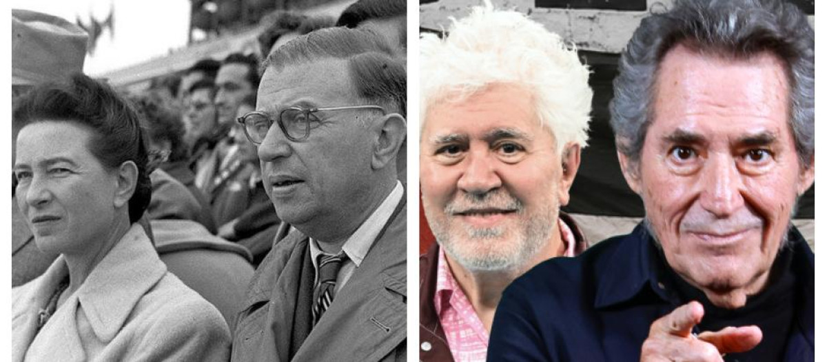 De Beauvoir y Sartre en China en 1955 y Almodóvar y Miguel Ríos