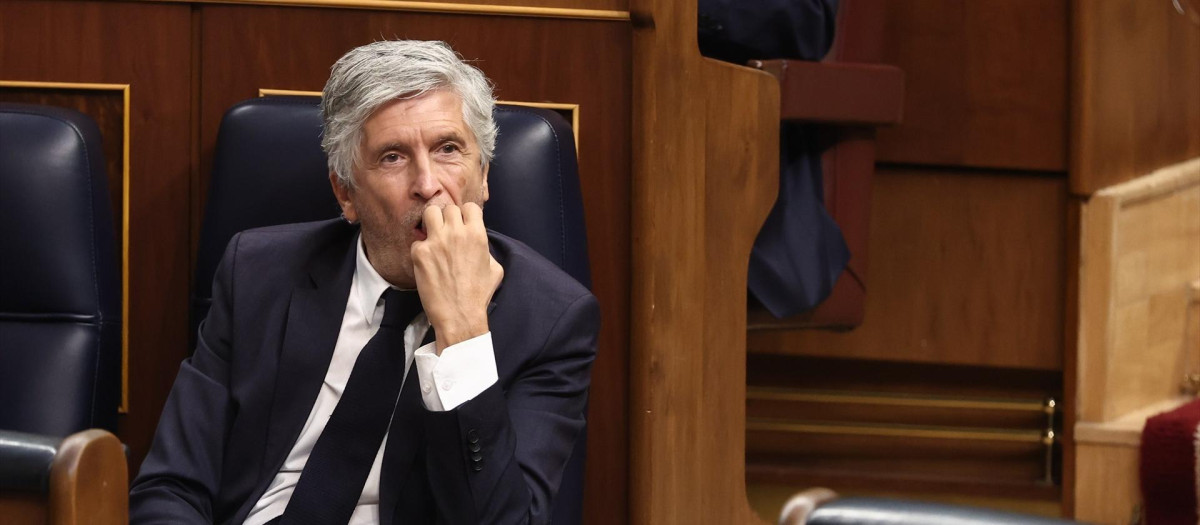El ministro del Interior, Fernando Grande-Marlaska, durante una sesión plenaria en el Congreso de los Diputados, a 9 de septiembre de 2026, en Madrid (España)