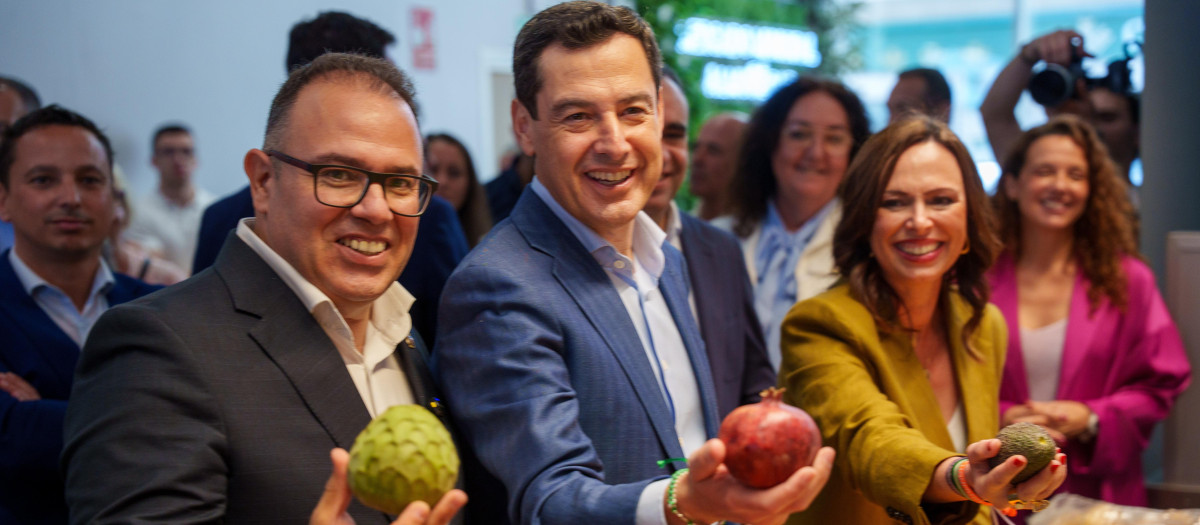 (Foto de ARCHIVO)
El presidente del PP de Andalucía y candidato a la reelección de la Presidencia de la Junta, Juanma Moreno, la candidata del PP por Granada, Rocío Díaz, y el alcalde de Almuñécar, Juanjo Ruiz Joya, durante la visita al mercado de Almuñécar (Granada). A 5 de mayo de 2026 en Granada (Andalucía, España). Juanma Moreno ha elegido la provincia de Granada, para dedicarle esta jornada electoral del 5 de mayo con paradas en Almuñecar, Motril, el área metropolitana, antes de cerrarla con un acto central en la capital granadina. En una atención a los medios el candidato a la reelección, ha manifestado que revalidar la mayoría absoluta en las elecciones del 17 de mayo va a ser "duro" ya que depende de cuatro diputados que en estos momentos están "bailando".

Francisco J. Olmo / Europa Press
05/5/2026