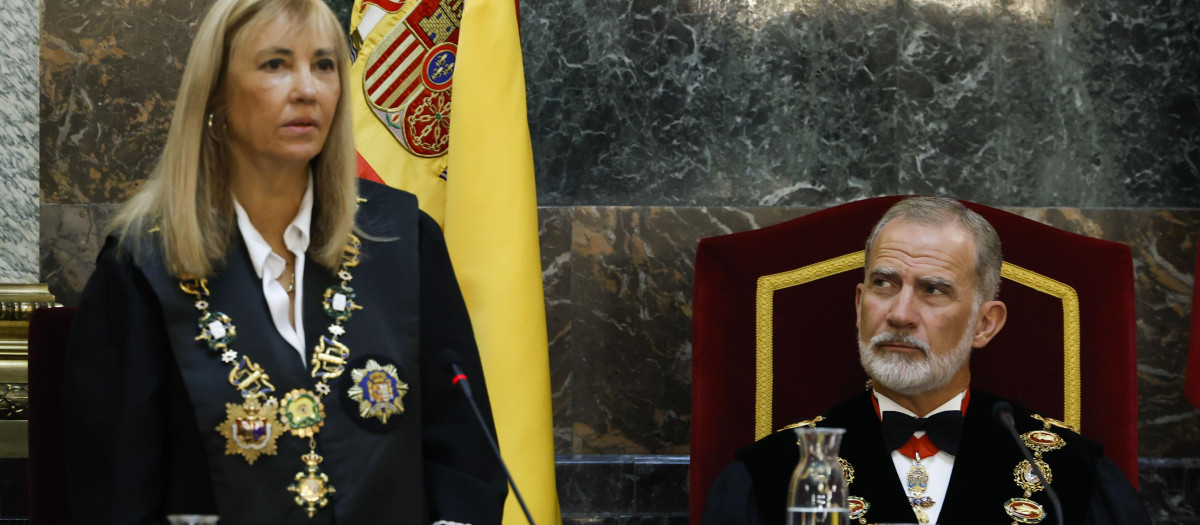 La presidenta del CGPJ y del Supremo, Isabel Perelló, en la apertura del Año Judicial