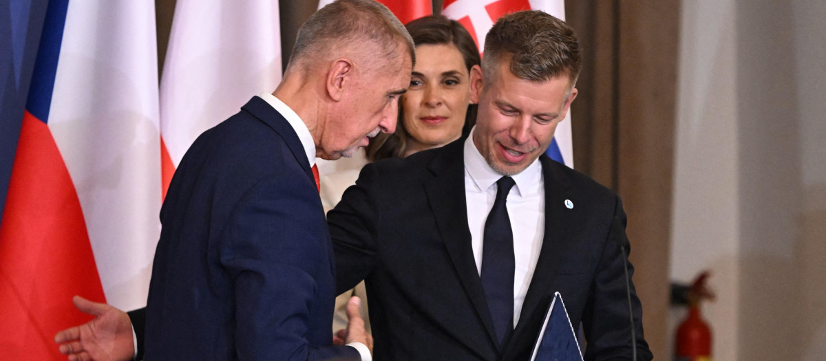 El primer ministro checo Andrej Babis y el primer ministro de Hungría Péter Magyar