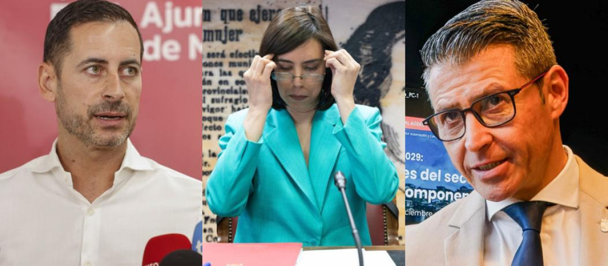 Diseño con imágenes de archivo de, de izquierda a derecha, Carlos Fernández Bielsa, Diana Morant y Toni González