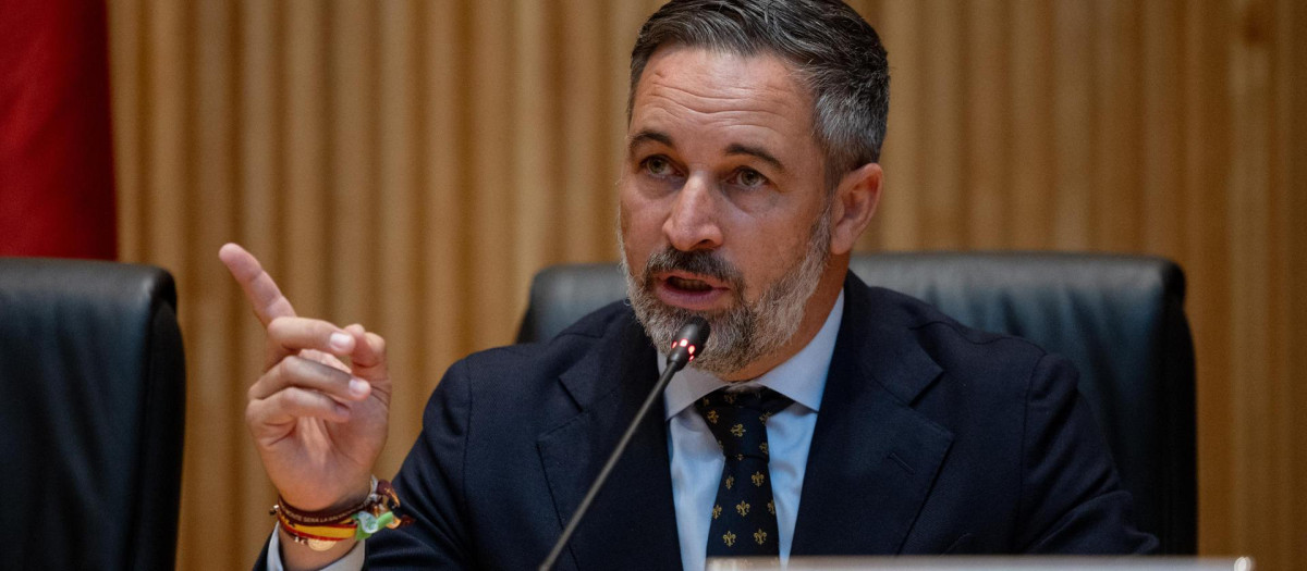 El líder de Vox, Santiago Abascal, en unas jornadas sobre desregulación en el Congreso