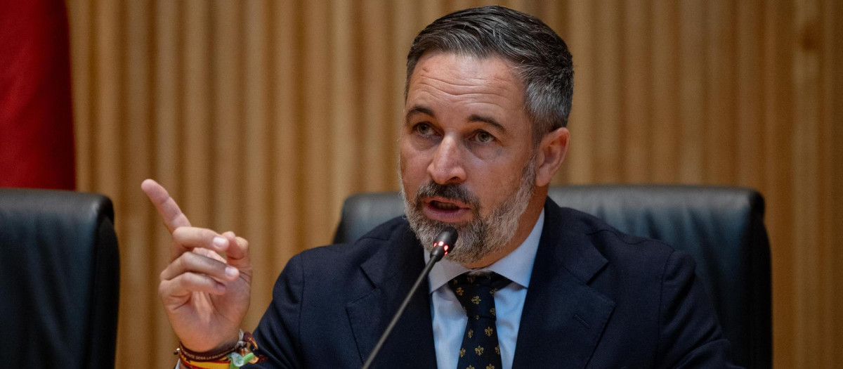 El líder de Vox, Santiago Abascal, en unas jornadas sobre desregulación en el Congreso
