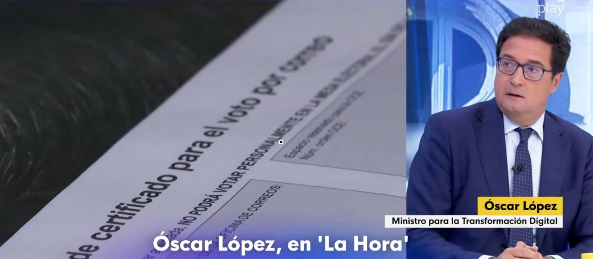oscar-lopez-El ministro para la Transformación Digital y de la Función Pública, Óscar López, en 'La Hora de La 1'-hora-tve