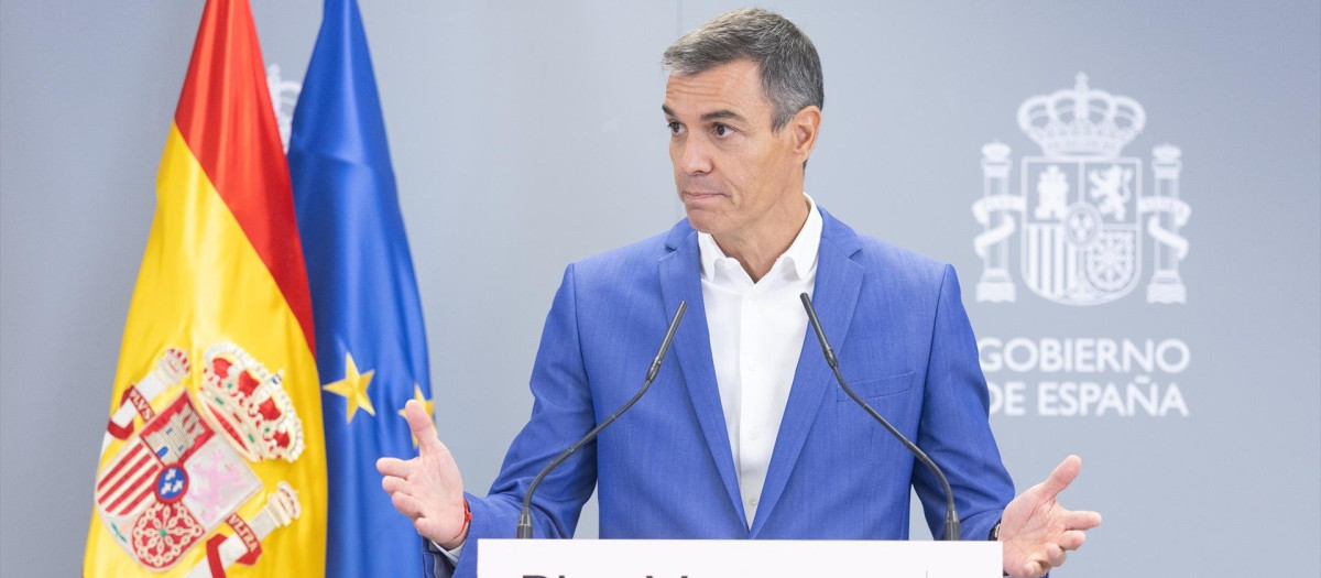 El presidente del Gobierno, Pedro Sánchez, durante la presentación de la ampliación del Plan Veo