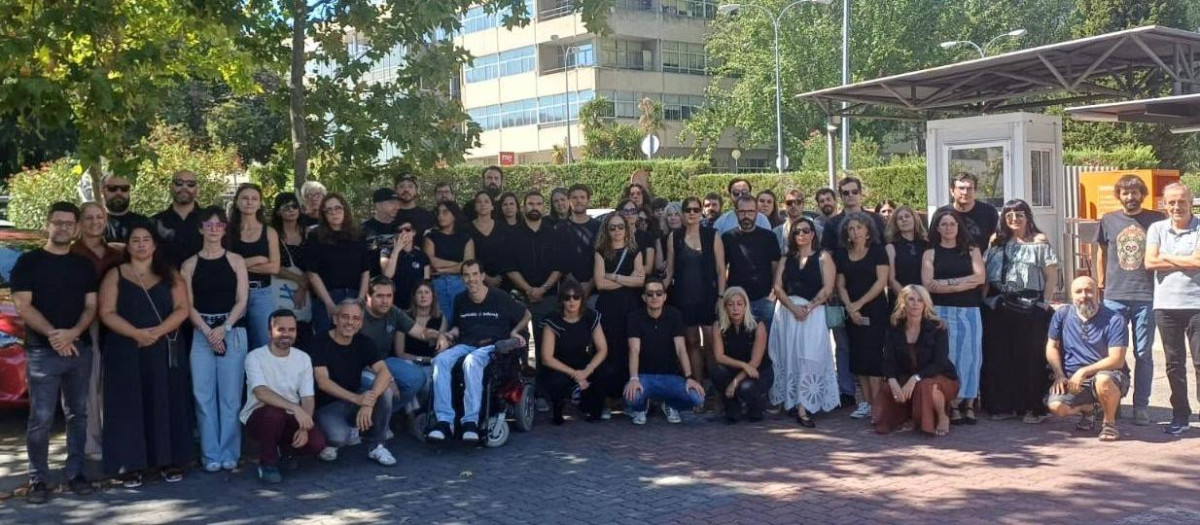 Imagen de uno de los paros en RTVE en defensa de los expedientados del Consejo de Informativos de RNE
