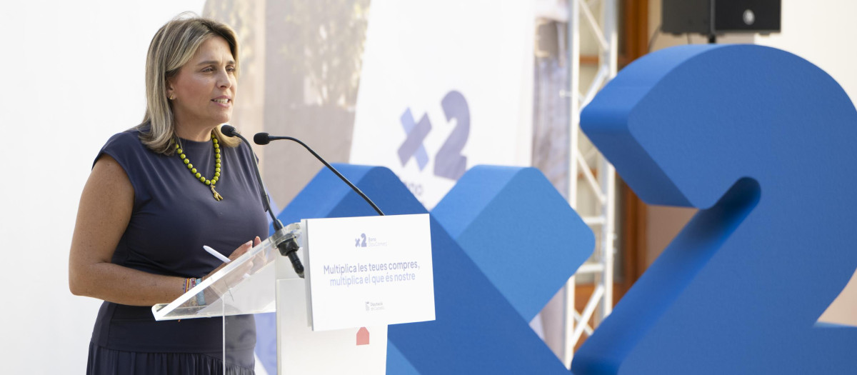Imagen tomada este martes de Barrachina durante la presentación del Bono DipuComerç