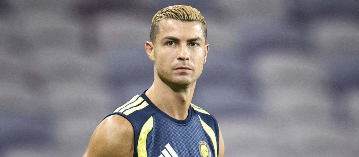 Cristiano Ronaldo, durante un entrenamiento con el Al-Nassr