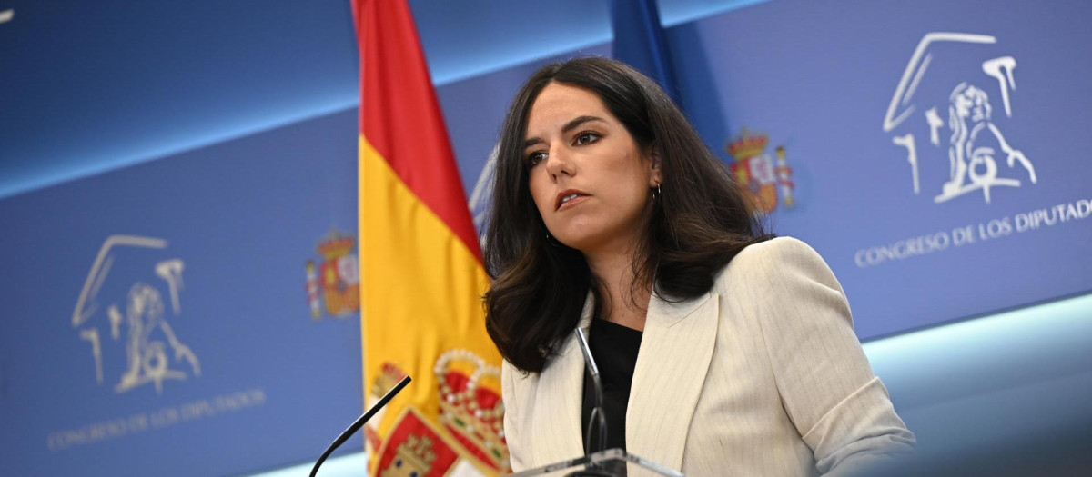 MADRID, 15/09/2026.- La portavoz de VOX en el Congreso Pepa Millán ofrece una rueda de prensa con motivo de la Junta de Portavoces celebrada, este martes, en el Congreso de los Diputados en Madrid. EFE/Fernando Villar
