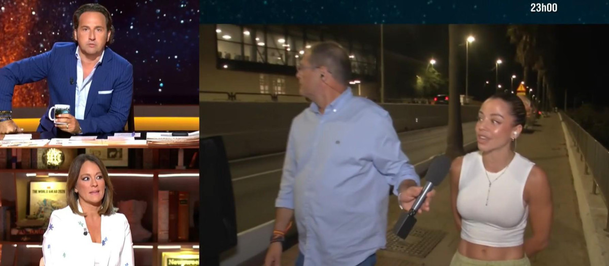 Iker Jiménez y María Jamardo observan el momento en que un inmigrante lanza piedras contra una vecina de Ceuta y el reportero de Horizonte