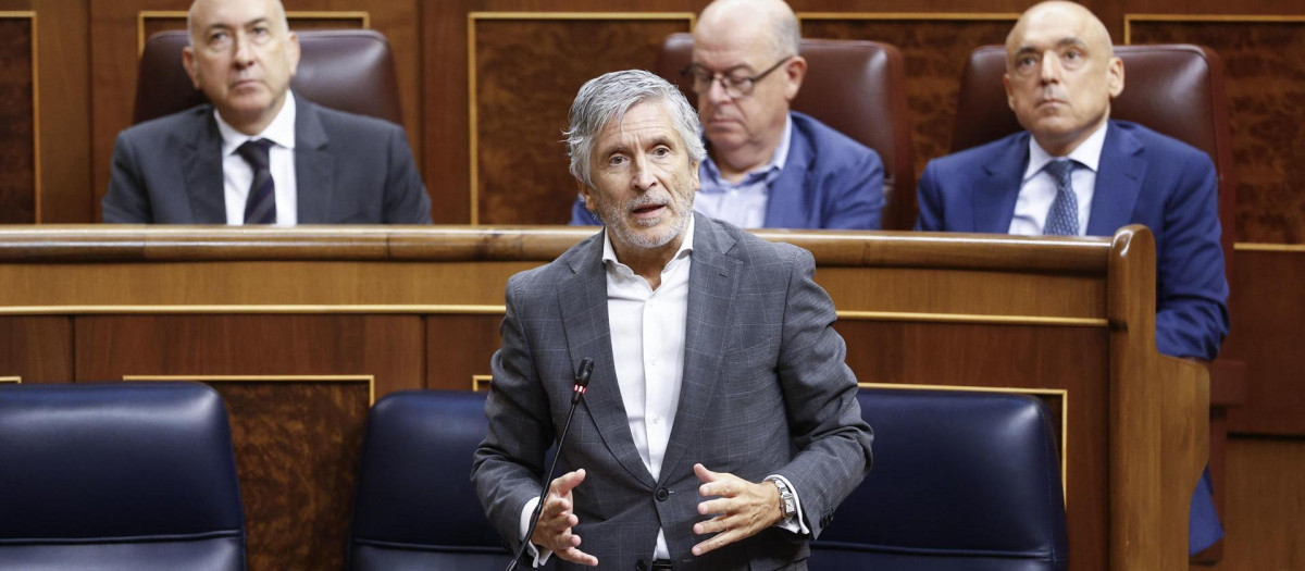 El ministro del Interior, Fernando Grande-Marlaska, este miércoles durante la sesión de control