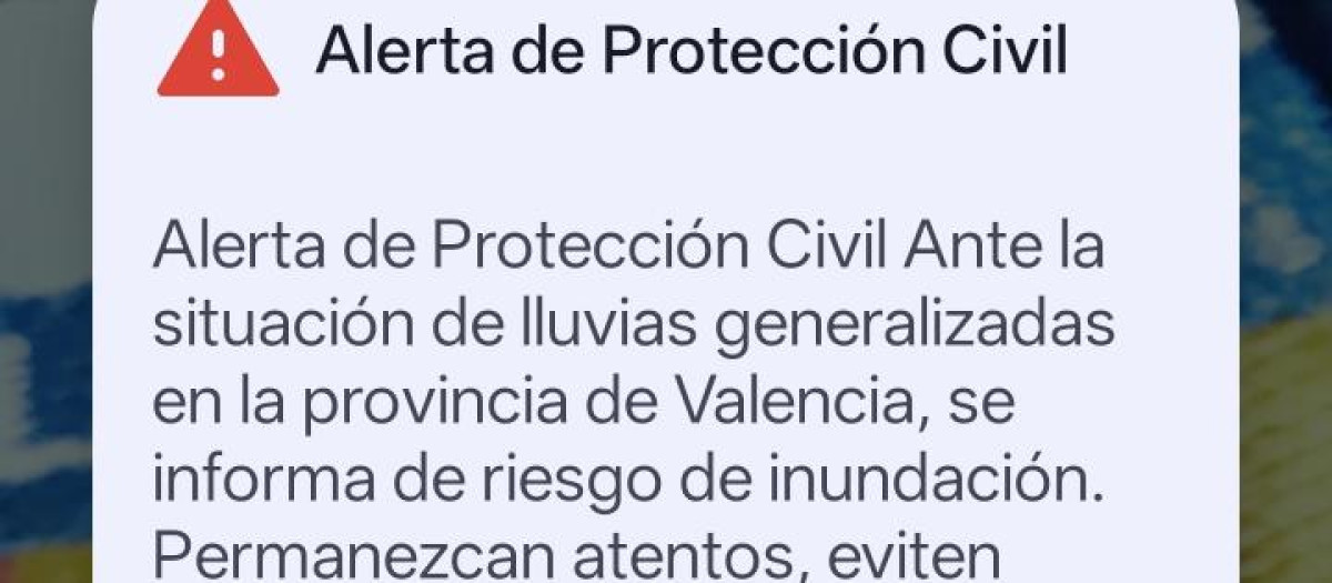 Detalle del Es Alert remitido esta noche por la Generalitat
